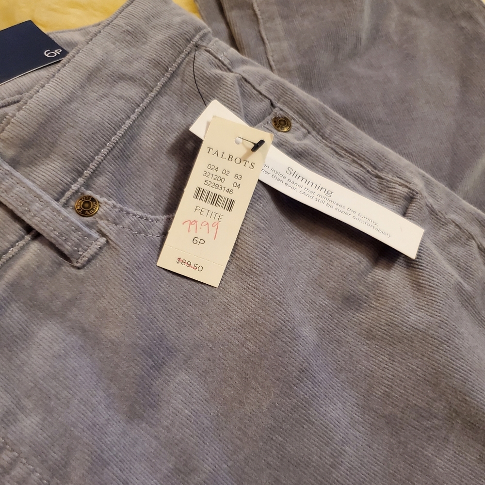 Talbots Stretch Corduroy Slim Ankle Pants - steel grey - Picture 4 of 12